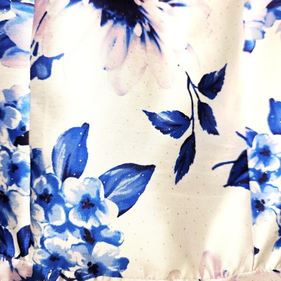 Dear Moon Blue White Floral Fairy Fit Flare Dress Sz 1 Pockets Babydoll Coquette - Picture 9 of 14